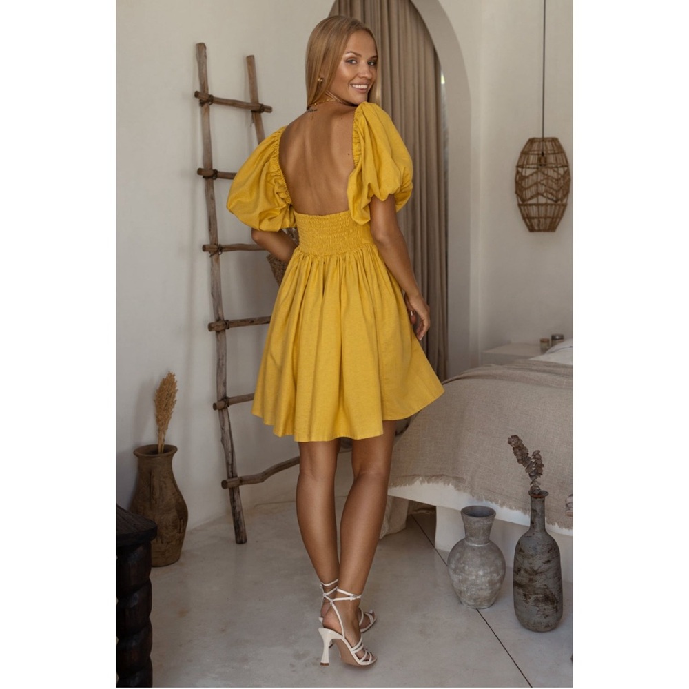 ELF Women's Long Sleeve Dress - Mustard Yellow - Picture 7 of 11